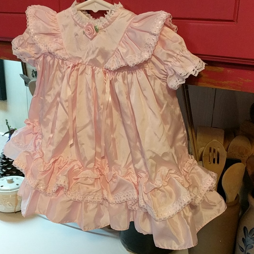 Vintage Mothercare Pink Satin Dress - Picture 4 of 8